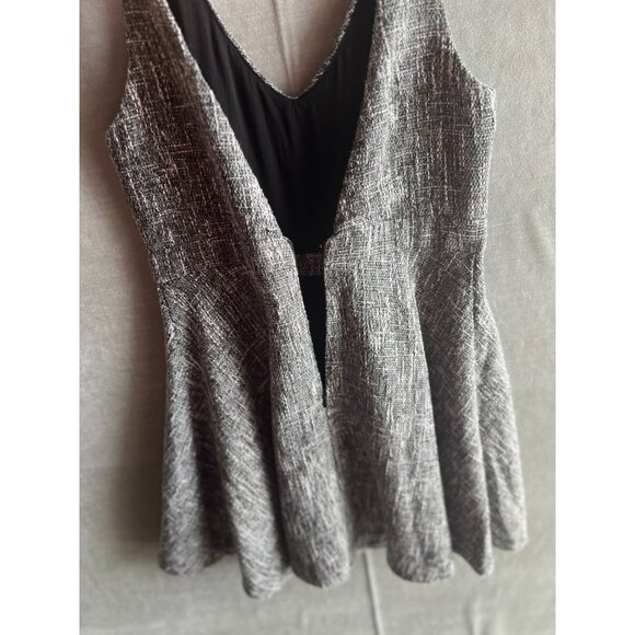 Lulus Tweed Fit & Flare Dress Size M Black White Sleeveless V-Neck Cocktail - Picture 5 of 10